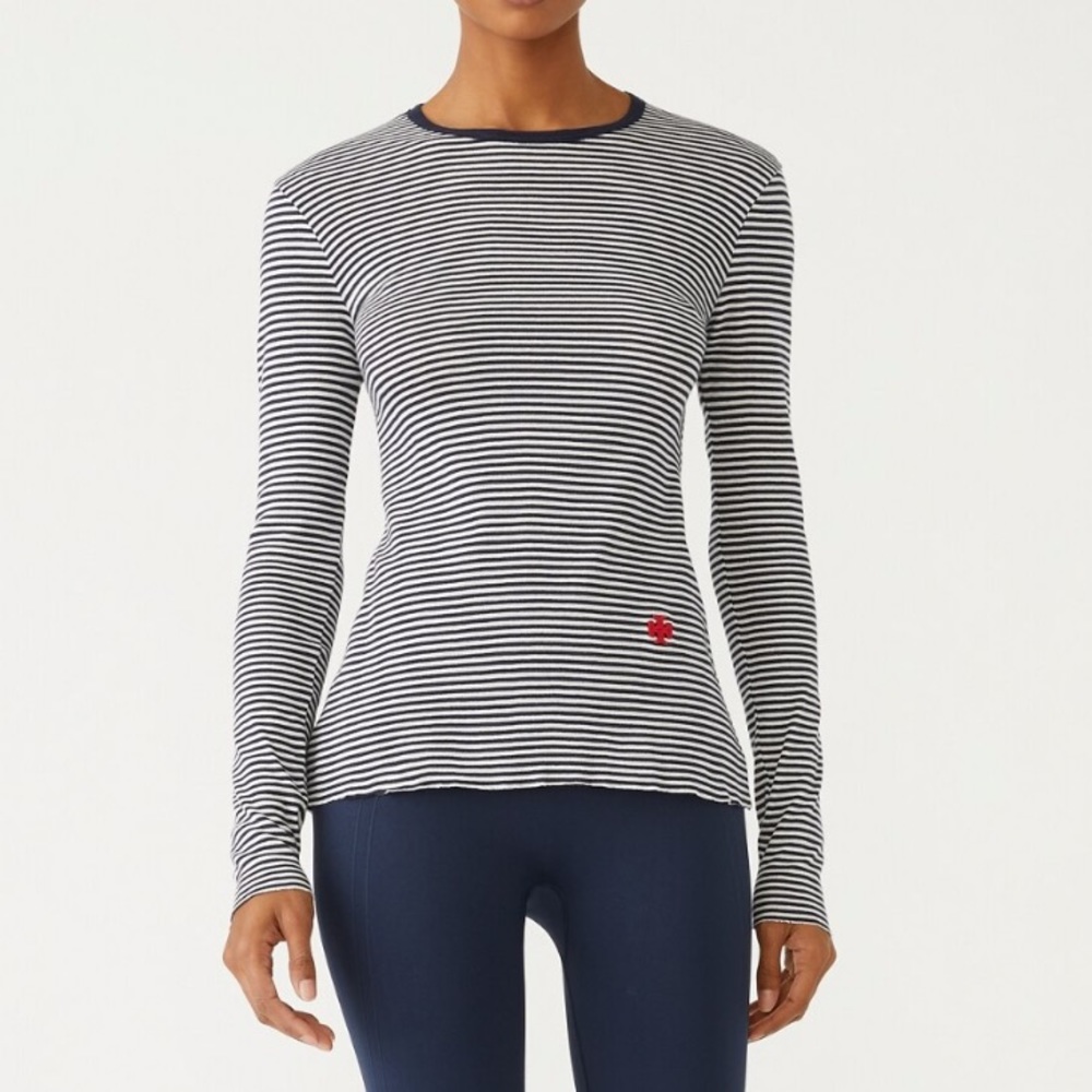 Tory Burch Sport Striped Long Sleeve Top